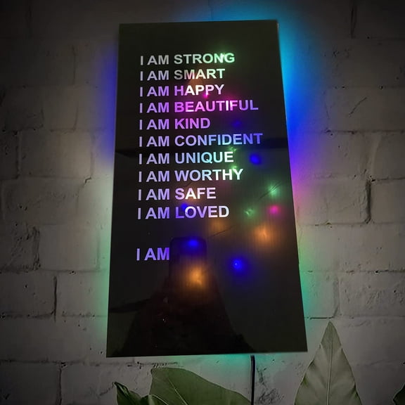 Fufafayo under $5 Neon Wall Sign, LED Neon Sign, Personalized Affirmation Mirror Wall Decor, Motivational Pendant for Bedroom, Office, Game Room, with Remote Control, Battery Operated