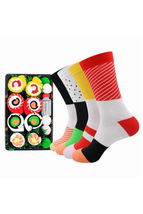 under $5 Novelty Socks, Sushi Salmon Design High Socks, Fashion Long Tube Socks, Spring Summer Wear, Gift Box Presentation, Unique Pattern Footwear, Casual Dress Socks