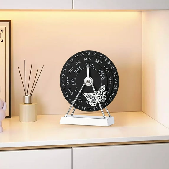 Fufafayo under $5 Perpetual Calendar, Rotating Date Decor Stand, Vintage Style Desk Organizer, Iron Made Office Decor, Functional Desk Accessory for Home, Office, Study