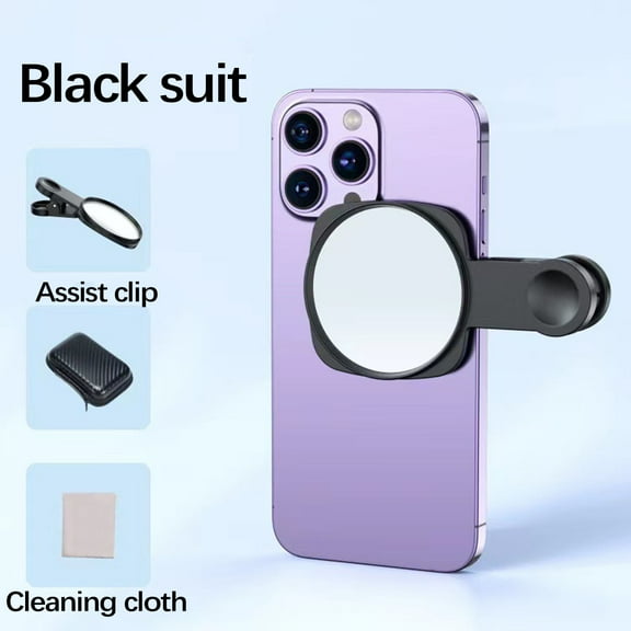 Fufafayo under $5 Phone Selfie Mirror, Phone Rear Camera Selfie Mirror, High Definition Reflective Clip On Mirror for Vlog Selfies, Group Photos, Unlocks Angles, Includes Storage Bag and Cloth