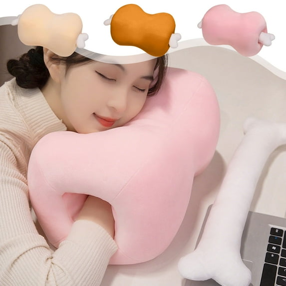 Fufafayo under $5 Plush Pillow Bone Shape Throw Pillow, Funny Bone Stuffed Cushion for Relaxation, 3D Roast Meat Bone Design Detachable Cartoon Style Sleeping Pillow, Gift