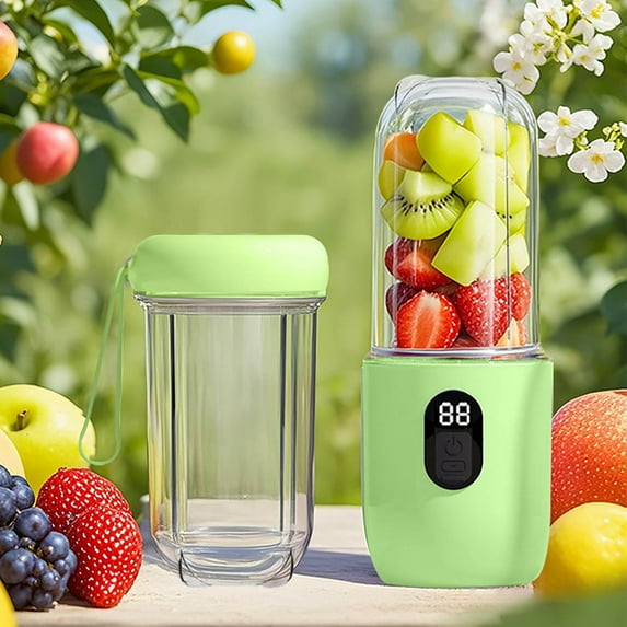 Fufafayo under $5 Portable Juicer Cup, Portable Blender Cup, USB Rechargeable Juicer, Personal Smoothie Maker, 600ml Travel Bottle for Shakes Protein Drinks, Office Gym Outdoor Kitchen Home Use