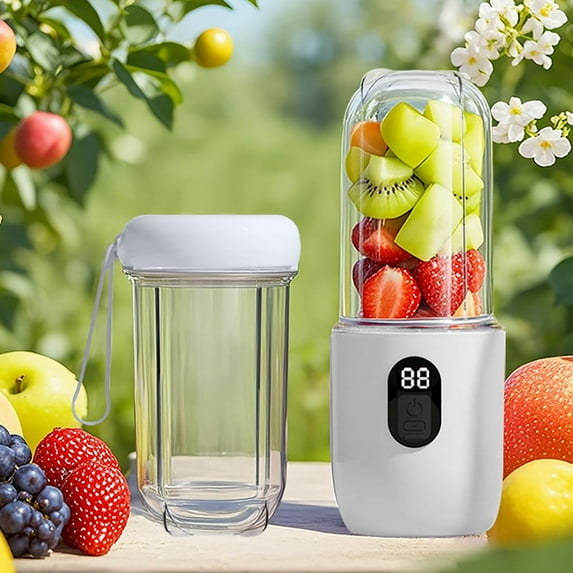 Fufafayo under $5 Portable Juicer Cup, Portable Blender Cup, USB Rechargeable Juicer, Personal Smoothie Maker, 600ml Travel Bottle for Shakes Protein Drinks, Office Gym Outdoor Kitchen Home Use