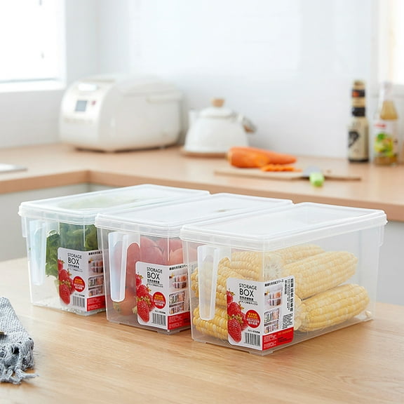 Fufafayo under $5 Produce Saver Containers for Refrigerator, Stackable Fruit Storage Containers for Fridge, Vegetable Storage Keep Fresh for Lettuce Salad Berry Meat, 10.7x6x5.8In