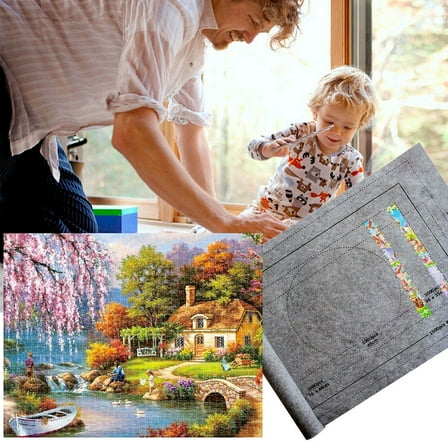 Fufafayo under $5 Puzzle Roll Storage Mat, Jigsaw Puzzle Mat up to 2000 Pieces, Inflatable Tube with Drawstring Bag, Puzzle Board with Fixing Straps, Game Organization