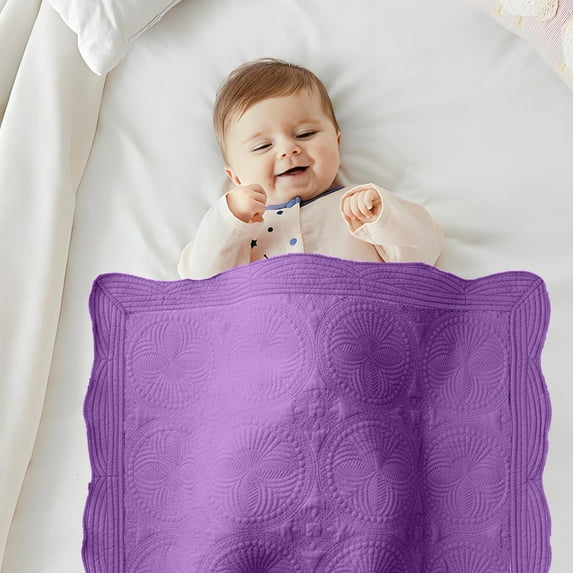 Fufafayo under $5 Quilted Blanket, Thin Flannel Throw Blanket with Filling, Soft Baby Coverlet for Nap Lounging, Lightweight Bed Couch Sofa Blanket, Reversible Decorative Throw