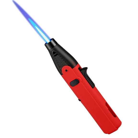 Fufafayo under $5 Refillable Torch Lighter, Torch Jet Lighter, Windproof Refillable Igniter, Adjustable Double Flame, for Outdoor Camping Hiking, Butane Gas Compatible, with Safety Lock