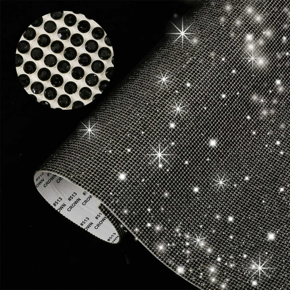Fufafayo under $5 Rhinestone Sticker, Crystal Rhinestone Sticker Roll, Self Adhesive Diamond Tape for Decor, Sparkling Glitter Decal for Car Phone, DIY Craft Embellishment Ribbon