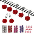 thumbnail image 1 of Fufafayo under $5 Shower Hooks, Rose Pattern Curtain Hooks with Decorative Design, Bathroom Curtain Rings with Hardware, Shower Curtain Accessories for Bath, Window, Home Decor, Room Upgrade, 1 of 9