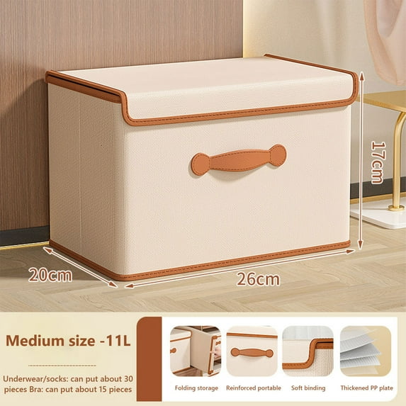 Fufafayo under $5 Storage Box, Foldable Non-Woven Fabric Organizer with Lid, Large Capacity Wardrobe Clothes Container for Quilt Blanket Seasonal Garment Organization