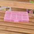 thumbnail image 1 of Fufafayo under $5 Storage Box, Small Storage Box, 6 Compartment Organizer for Pills, Jewelry, Beads, Nail Art, Crafts, Office Supplies, Portable, Clear Lid, Stackable, Compact, Multipurpose, 1 of 5