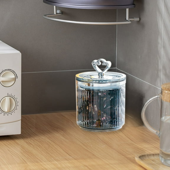 Fufafayo under $5 Storage Jars, Bathroom Canisters Jars with Lids for Bathroom Kitchen Pantry, Plastic Canister for Cotton Ball, Swab, Floss Picks House Storage