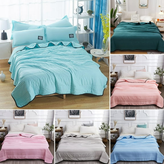 Fufafayo under $5 Summer Cool Quilt, Water Washed Conditioning Blanket, Lightweight Thin Bedspread, Machine Washable Comforter, All Season Bedding, Breathable Sleep Quilt, Solid Color Design