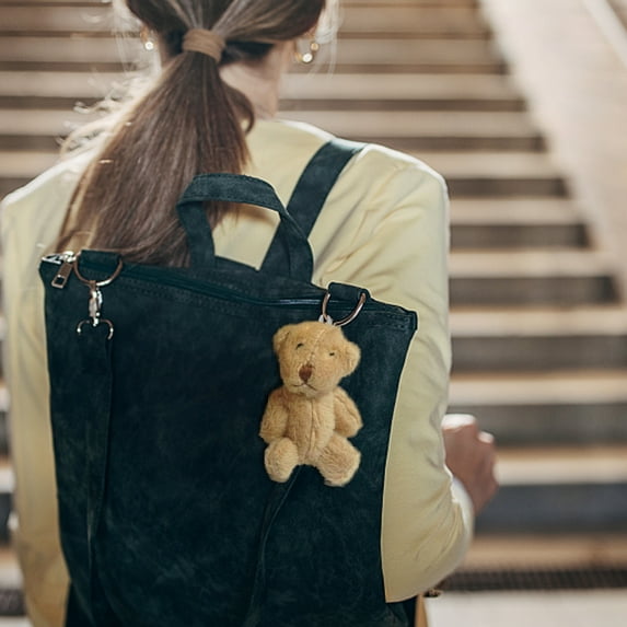 Fufafayo under $5 Teddy Bear Keychain, Jointed Teddy Bear Keychain, Mini Plush Doll with Hat Necklace, Cute Bag Charm for Backpack Purse, Gift for Girls, Soft Fabric, Handmade Feel