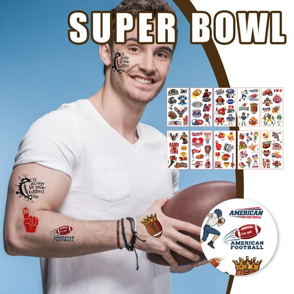 Fufafayo under $5 Temporary Tattoos Stickers, Football Sports Sticker, Fan Party Temporary Stickers, Game Day, Tailgate, Lasts 7-20 Days, Waterproof & Sweatproof, Fun for Kids & Adults