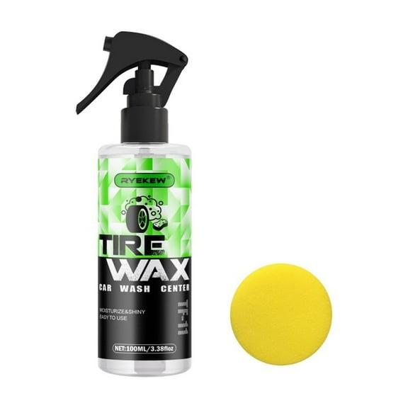 Fufafayo under $5 Tire Shine, Tire Shine, 100ml Coating Wax for Car Tires, Enhances Black Finish, Water Based, Provides UV Protection, Easy Application with Sponge, Restores Appearance