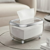 Fufafayo under $5 Tissue Box, Transparent Paper Box, Napkin Storage Box, Spring Base Tissue Holder, Living Room Tissue Dispenser, Office Tissue Box, Desk Tissue Organizer, Home Tissue Container