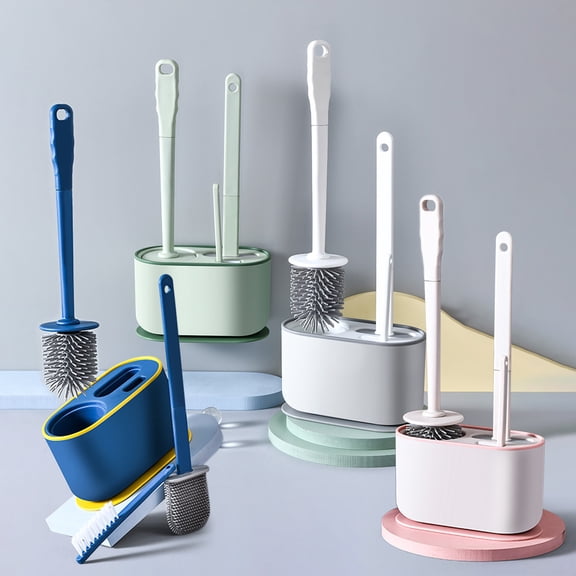 Fufafayo under $5 Toilet Brush, 3-Type Cleaning Brush with Round Flat Slit Heads, Bathroom Cleaning Tool for Toilet Bowl, Multi-Surface Scrubber for Sink, Tub, Household Cleaning, Home Hygiene