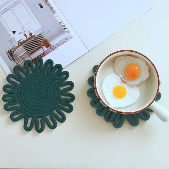 Fufafayo under $5 Trivets for Hot Dishes, Hot pots and Pans, Heat Resistant Hot Pads, Pot Holders for Kitchen, Hot Plate Mats Pads for Countertops, Table, Home Essentials, Cotton, 7In