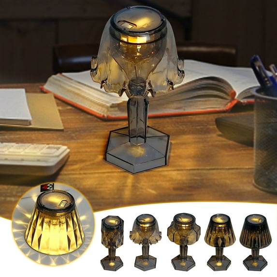 Fufafayo under $5 Vintage Night Light, Colored Acrylic Table Lamp, European Style Wind Lamp, Flameless Electronic Candle, Dining Table Decoration, Bedroom Ambient Light, Home Decor Lighting