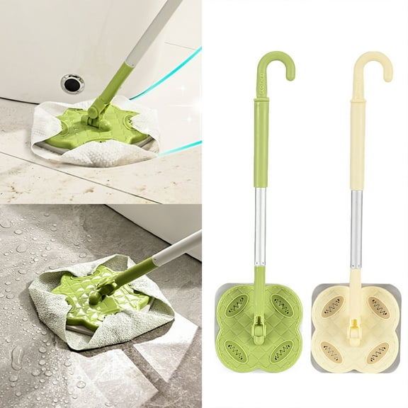 Fufafayo under $5 Washcloth Mop with Hook Handle, Disposable Wet Wipes Floor Cleaner, Mini Small Mop for Easy Storage, No-Hand Wash Design, Flexible for Floors, Tiled Walls, Furniture