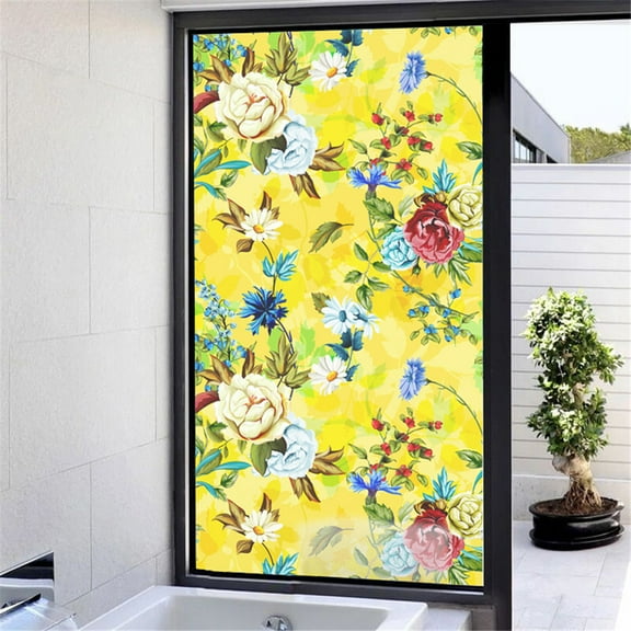 Fufafayo under $5 Window Stickers, Window Film, Semi Transparent Decorative Sticker for Glass Sliding Door, Frosted Privacy Vinyl for Bathroom Kitchen, Self Adhesive Easy to Apply