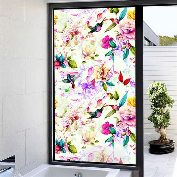 Fufafayo under $5 Window Stickers, Window Film, Semi Transparent Decorative Sticker for Glass Sliding Door, Frosted Privacy Vinyl for Bathroom Kitchen, Self Adhesive Easy to Apply
