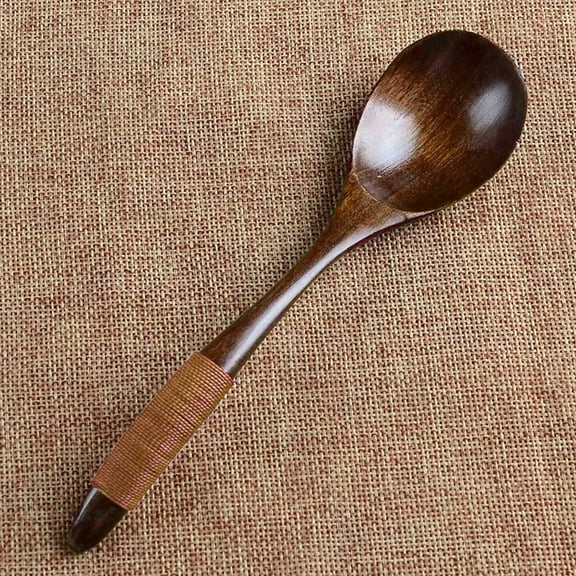 Fufafayo under $5 Wooden Spoon, Wooden Spoon, Kitchen Cooking Utensil, Soup Teaspoon Catering Tool, Creative Classical Design, for Eating Ice Cream, Desserts, Stirring, Serving, Kitchen, Dining