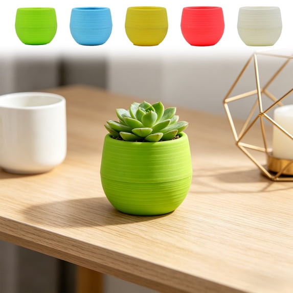 Fufafayo 5Pcs Mini Foliage Small Planters for Succulents, Marbless Grain Pots Colorful Rainbow Resin Plastic Containers for Indoor Desk Shelf Decor