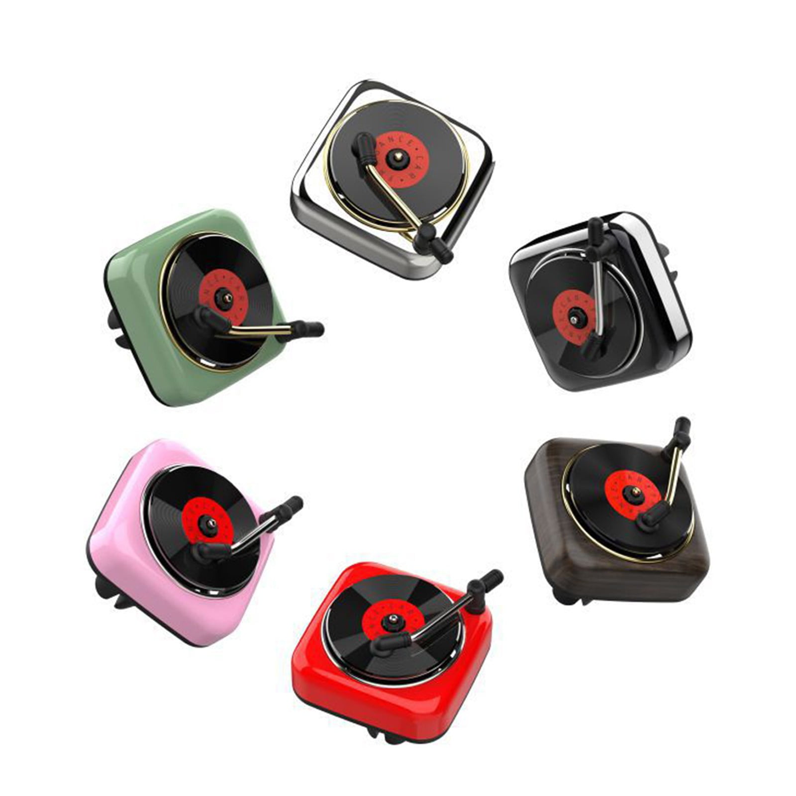 Fufafayo 6Pcs Phonograph Record Player Car Perfume Vent Clip, Retro Car Air Freshener Diffuser, Decorative Ornaments for Car Air Conditioner , Aromatherapy Decor for Dashboard