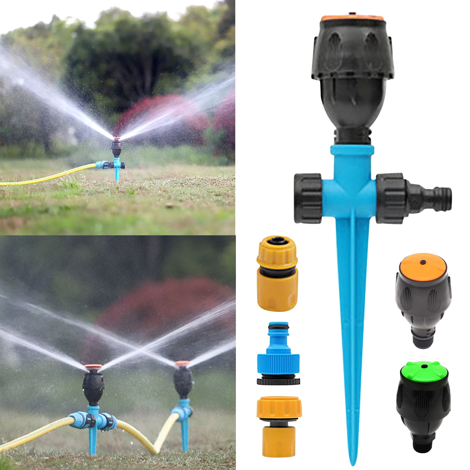 Fufafayo 7Pcs 360° Rotation Lawn Sprinkler, Automatic Garden Irrigation System, Adjustable Water Spray for Patio Yard Lawn, Durable Plastic Sprinkler Head for Outdoor Watering