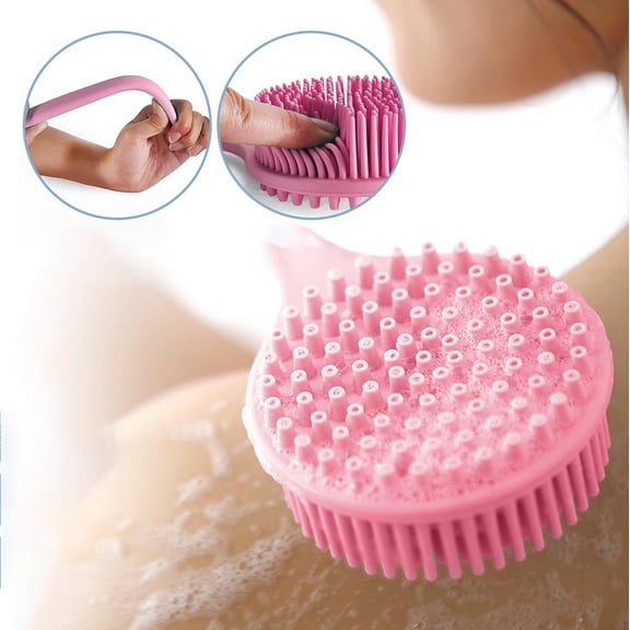 Fufafayo Bath Brush, Bath Brush, Long Handle Bath Brush, Soft Body Brush Back, Shower Brush with Massage Beads, Exfoliating and Cleaning Brush, for Back, Body, Sensitive Skin, Bathroom