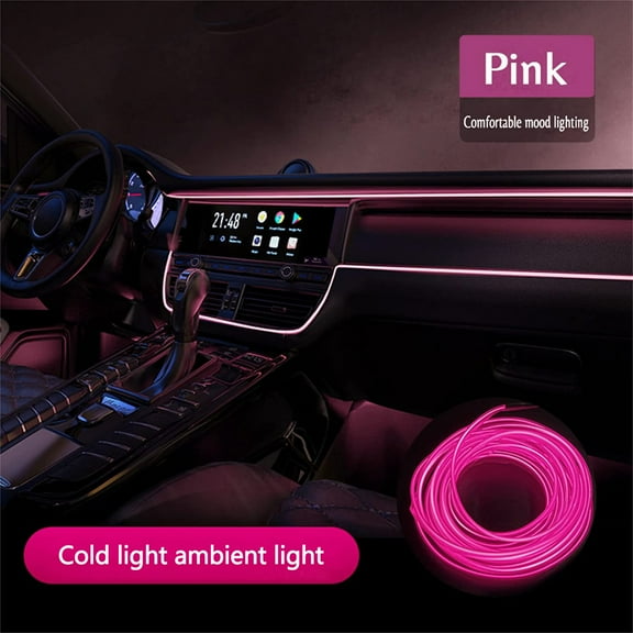 Fufafayo Car LED Interior Lights 5 Meters, Cold Light EL Luminous Wire, Automotive Atmosphere Ambient Lighting Kit for Dashboard Decoration, Universal Vehicle Mood Lamp