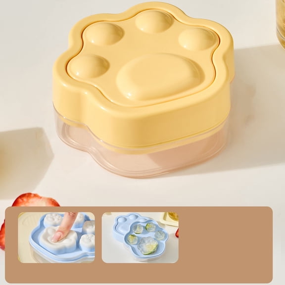 Fufafayo Cartoon Mini Cat Paw Ice Molds, Cute Silicone Ice Maker Tray for Beverages, Fun Animal Shaped Ice Maker for Whiskey Cocktail Party, Small Freezer Organizer for Kitchen Home Bar