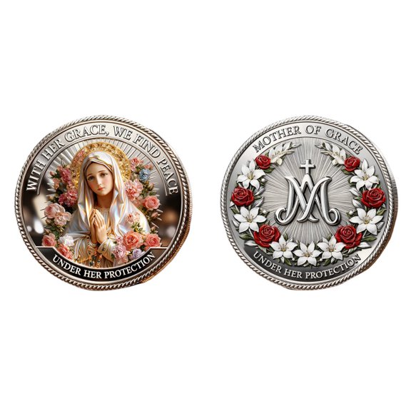 Fufafayo Catholic Holy Coin, Resurrection Of Christ Commemorative Coin, Religious Devotional Token, Inspirational Christian Gift for Easter, Baptism Or Confirmation, Double-Sided Spiritual Keepsake