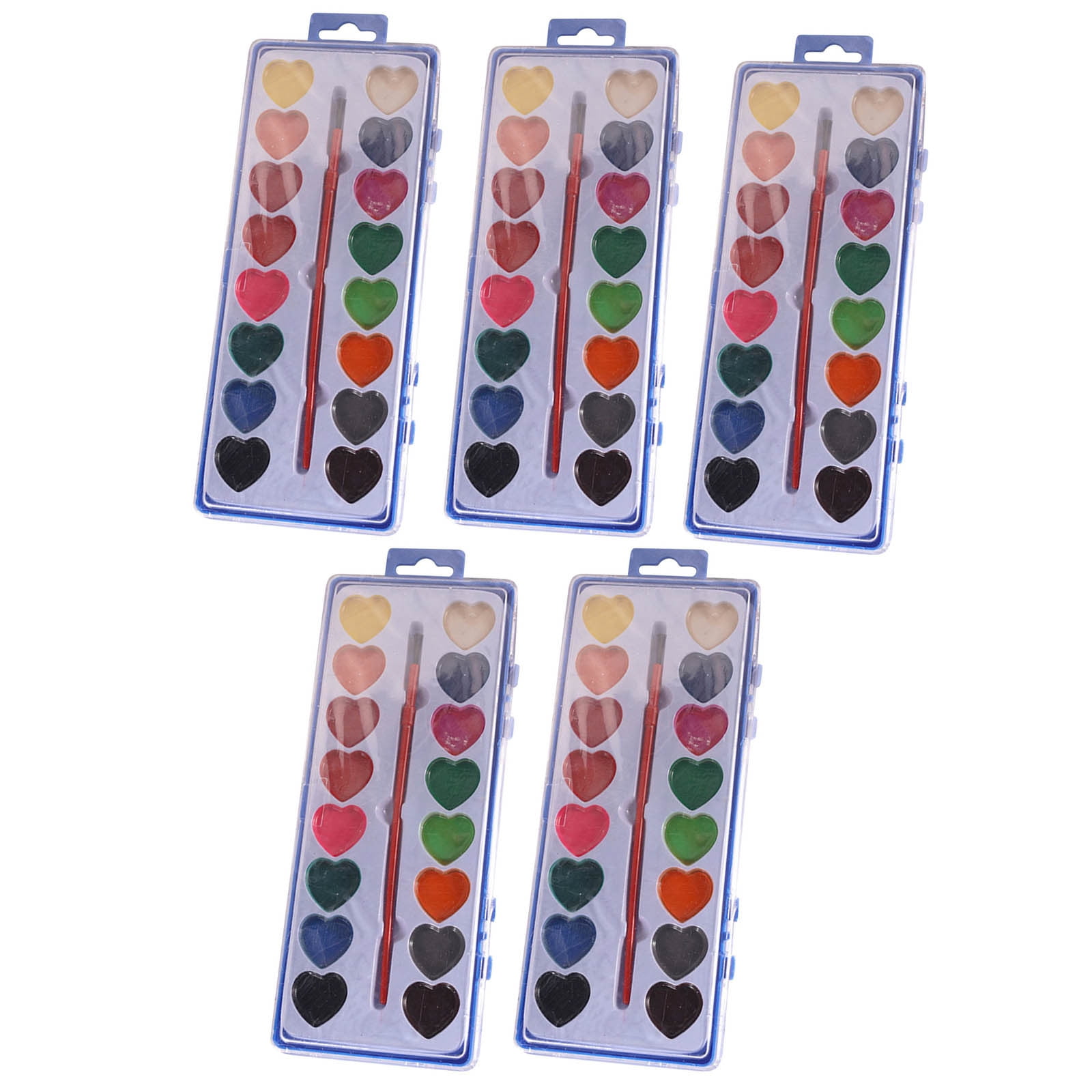 Fufafayo Children'sWatercolor Painting Set 16 Colors Heart-Shaped Palettes, Solid Pigment Powder Art Supplies, ft Kit for Beginners, Waterproof Painting Pen Included for Study Home Classroom