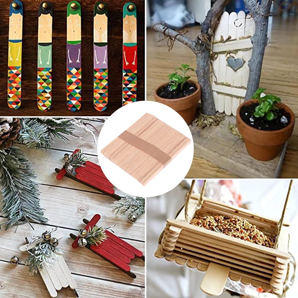 Fufafayo Clearance 150PCS Natural Wooden Ice Cream Stick Snack Bar Ice