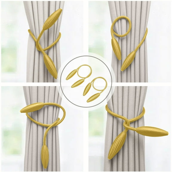 Fufafayo Curtain Tiebacks No-Hole Installation, Twisted Music Metal Live Buckle, Decorative Fabric Curtain Clip For Living Room Bedroom Window