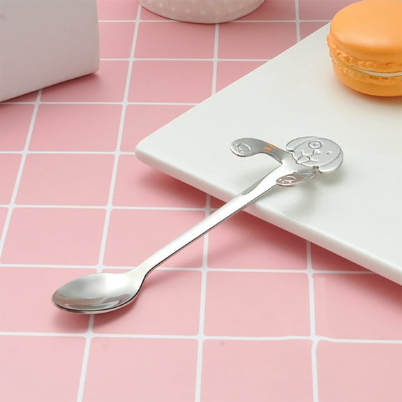 Fufafayo Dog Spoon Long Handle Coffee Stirring Tool, Cute Animal Flatware, Stainless Steel Kitchen Gadget for Tea Dessert Appetizer, Hanging Spoon for Cup Mug Rim