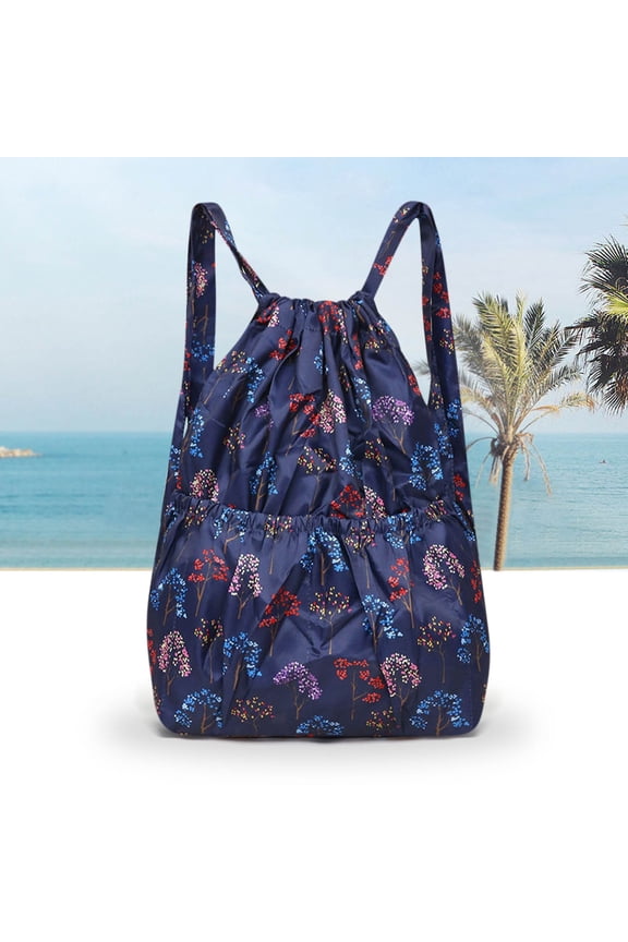 Drawstring Backpack Large Capacity Foldable Travel Bag, Wet And Dry Separation Gym Sports Tote, Waterproof Nylon Drawstring Bag for Hiking Beach Swimming