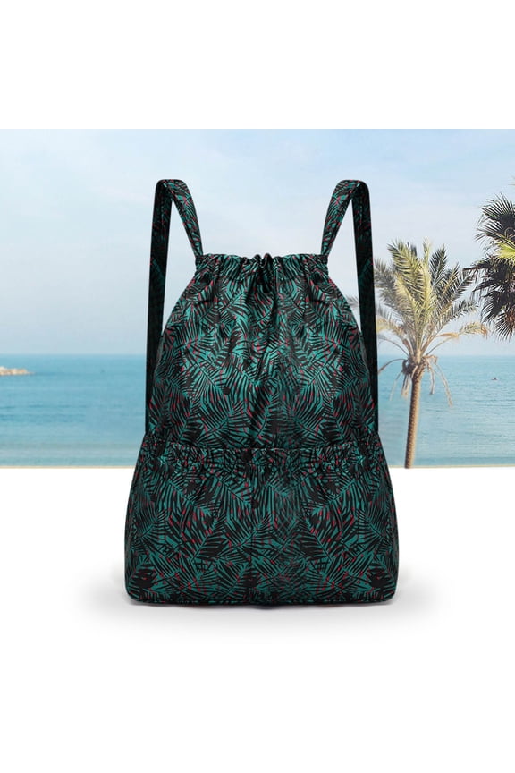Drawstring Backpack Large Capacity Foldable Travel Bag, Wet And Dry Separation Gym Sports Tote, Waterproof Nylon Drawstring Bag for Hiking Beach Swimming