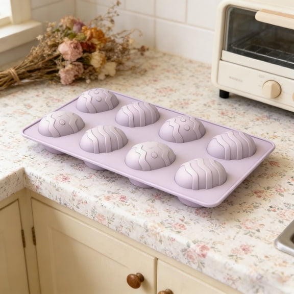 Fufafayo Easter Egg Cake, Egg-Shaped Baking Pan for Cakes, Chocolates and Desserts, Silicone Dessert for Easter Celebrations, Spring Parties or Everyday Baking, 8-Cavity Food-Grade Silicone