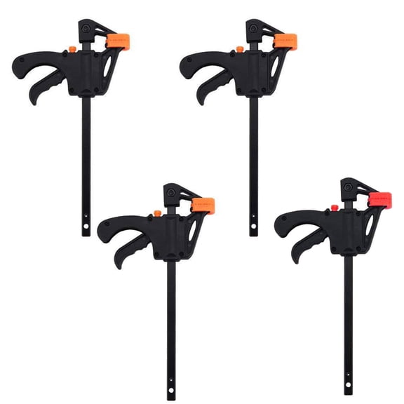 Fufafayo F Clamps For Woodworking, F Clamp Set, Woodworking Clamps for Gluing, Holding, DIY Projects, Steel Bar Clamp with Soft Pads, Quick Release, 4 Inch Capacity, 4 Piece Pack, for Workshop, Craft