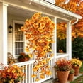 thumbnail image 1 of Fufafayo Fall Artificial Flowers Hanging Baskets, Trumpet Flowers Outdoor Courtyard Decor, Faux Silk Floral Arrangement for Fall-Themed Corridor Porch Garden Wall, 1 of 6