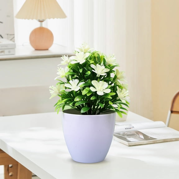 Fufafayo Five-Leaf Plum Artificial Potted Plants, Realistic Fake Flower Bonsai Decor, Plastic Rose Simulation Plants For Indoor Home Garden Terrace Office Desk Decoration