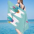 thumbnail image 1 of Fufafayo Microfiber Beach Towel, Alpaca Print Bath Towel with Snap Button, Sandproof Beach Blanket for Travel, Quick Dry Towel for Camping, Lightweight Towel for Outdoor, Multipurpose Towel for, 1 of 5