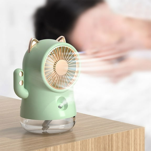 Fufafayo Misting Fan, Spray Fan, USB Rechargeable Water Mist Fan, Desktop Mute Air Cooler, Ice Fan with Humidification, 3-Speed Adjustable for Home, Office, Outdoor, Personal Cooling