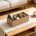 thumbnail image 1 of Fufafayo Paper Rope Woven Divided Storage Basket 3 Compartment Organizer, Bathroom Toiletries Caddy, Wicker Boho Home Decor for Shelf Counter Vanity, 1 of 6