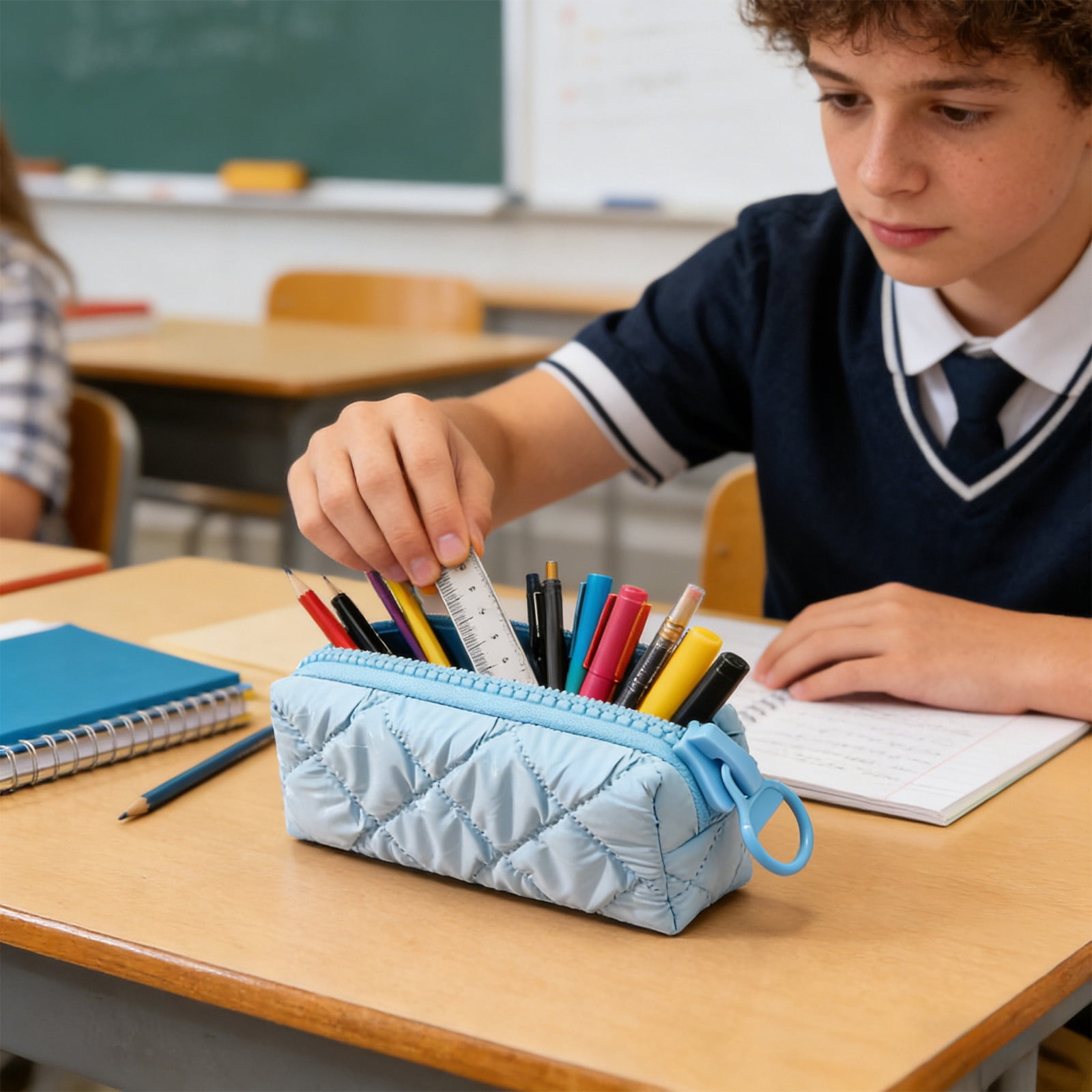 Fufafayo Pencil Case Large Capacity, Teen Stationery Storage Bag, Soft Zipper Cosmetic Organizer for Study Office Travel