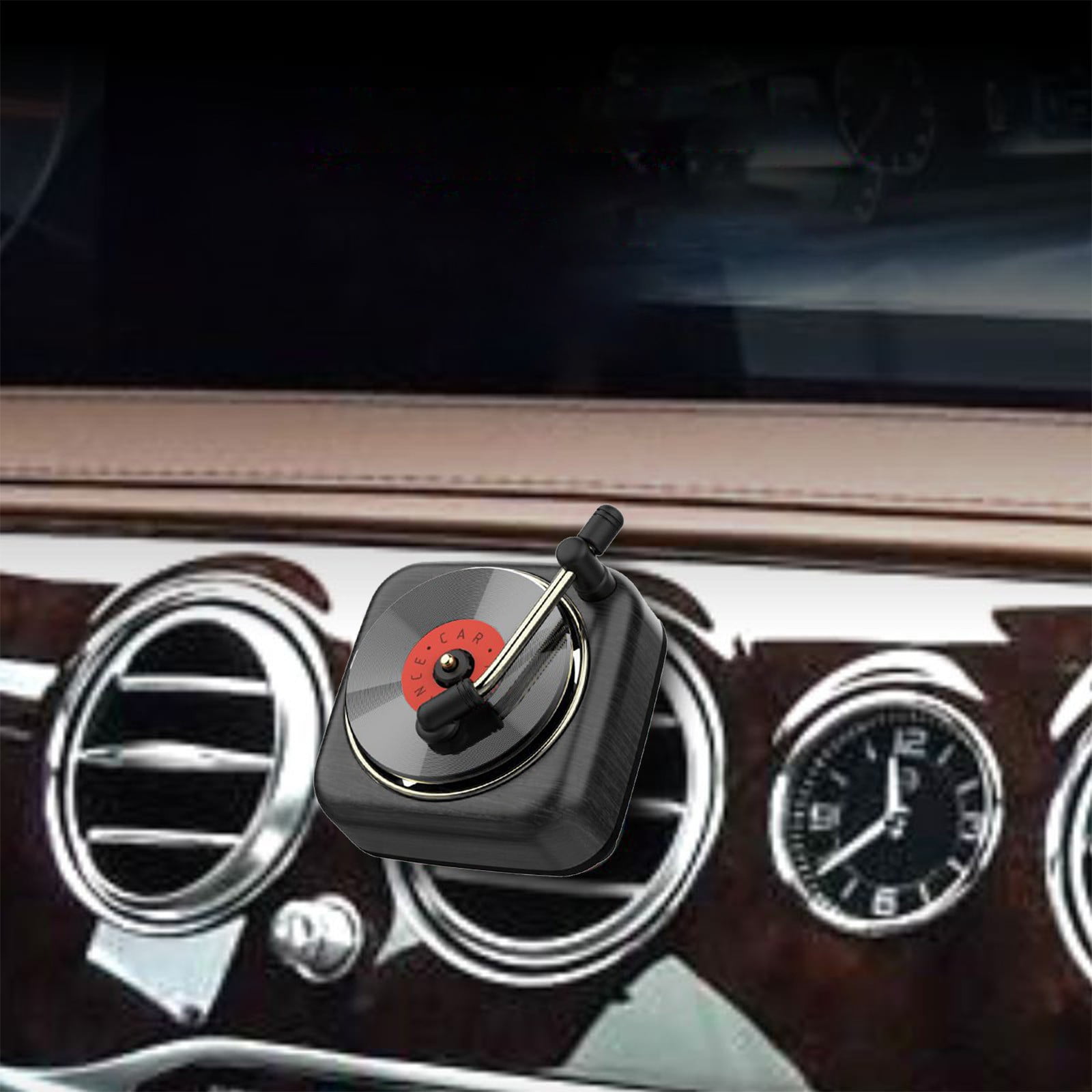 Fufafayo Phonograph Record Player Car Perfume Vent Clip, Retro Car Air Freshener Diffuser, Decorative Ornaments for Car Air Conditioner , Aromatherapy Decor for Dashboard